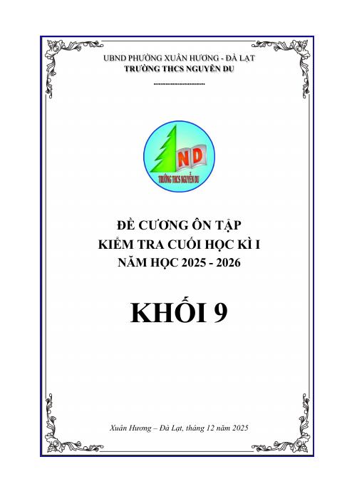 Đề cương cuối học kì 1 Toán 9 năm 2025 – 2026 trường THCS Nguyễn Du – Lâm Đồng